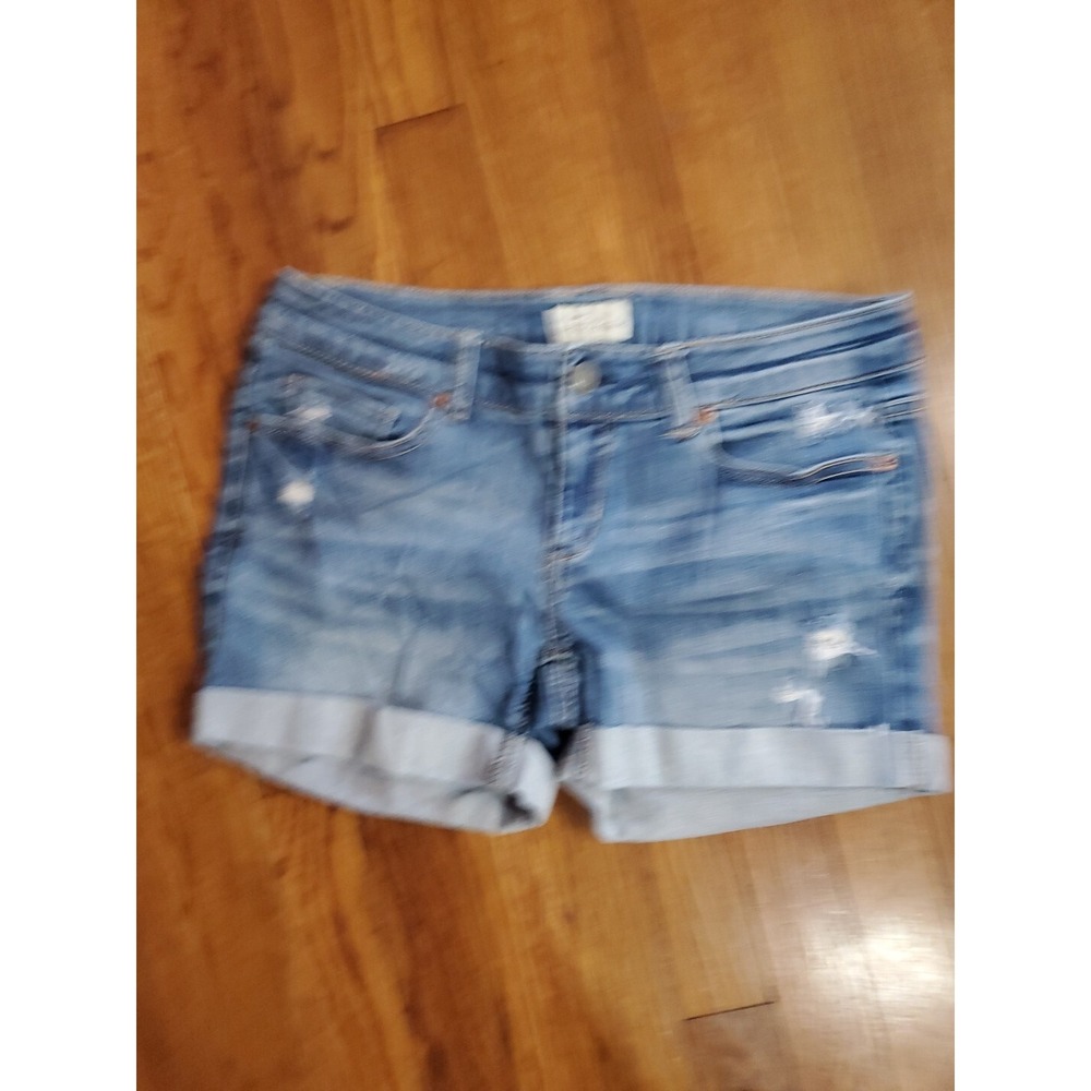 Aeropostale‎ Womens Distressed Denim Cuffed Jean Shorts Size 5/6 Stretch